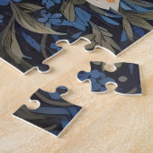 ブルーエレガントフローラウィリアムモリスインスパイアキツネ ジグソーパズル (側面)