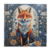 ブルーエレガントフローラウィリアムモリスインスパイアキツネ タイル (正面)