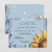 ブルーエレガントフローラウェディングシャワー招待状 招待状 (正面/裏面)