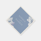 ブルーエレガントフローラウェディングレセプション スタンダードカクテルナプキン (角)