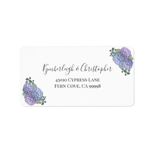 ブルーエレガントフローラウェディングRSVP差出人住所 ラベル (正面)