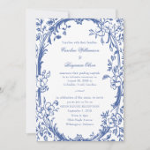 ブルーエレガントフローラオープンハウスウェディングレセプション 招待状 (正面)