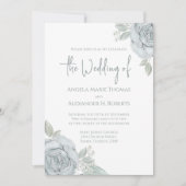 ブルーエレガントフローラカスタムウェディング 招待状 (正面)