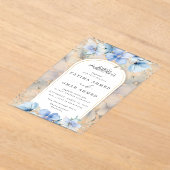 ブルーエレガントフローラガーデンイスラム結婚教徒 アクリル招待状 (レイダウン)