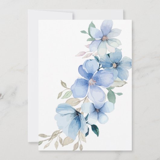 ブルーエレガントフローラガーデンイスラム結婚教徒 招待状 (裏面)