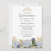 ブルーエレガントフローラガーデンティアラキンセアニェラ 招待状 (正面)