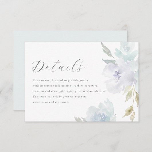 ブルーエレガントフローラキンセアニェラゲスト詳細 出欠カード (正面/裏面)