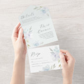 ブルーエレガントフローラキンセアニェラ15年 オールインワン招待状 (貼ってはがせる)