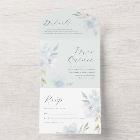 ブルーエレガントフローラキンセアニェラ15年 オールインワン招待状 (内側)