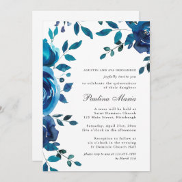 ブルーエレガントフローラキンセアニラ 招待状