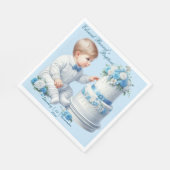 ブルーエレガントフローラクロスバプテスマ スタンダードランチョンナプキン (角)