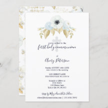 ブルーエレガントフローラクロスファースト聖餐式