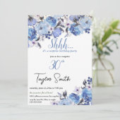ブルーエレガントフローラサプライズパーティー招待状 招待状 (スタンド正面)