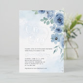 ブルーエレガントフローラシルバーボーイ赤ちゃんシャワー 箔招待状 (立ち正面)