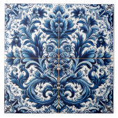 ブルーエレガントフローラタイル芸術 タイル (正面)