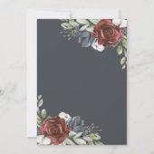 ブルーエレガントフローラダークムーディブライダルシャワーフライヤー 招待状 (裏面)