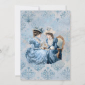 ブルーエレガントフローラティーセット赤ちゃんシャワーティー 招待状 (裏面)