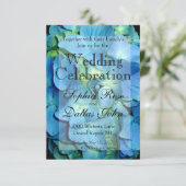 ブルーエレガントフローラティール（緑がかった色）フローラアジサイ結婚ズ 招待状 (スタンド正面)