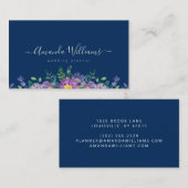 ブルーエレガントフローラデザイン名刺 名刺 (正面/裏面)