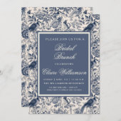 ブルーエレガントフローラトイレフルーリーブライダルブランチ 招待状 (正面/裏面)