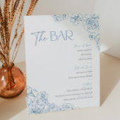 ブルーエレガントフローラバーメニューカクテル 台座サイン