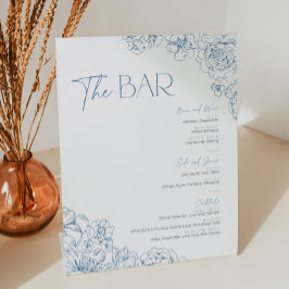 ブルーエレガントフローラバーメニューカクテル 台座サイン