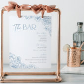 ブルーエレガントフローラバーメニューカクテル 台座サイン