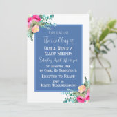 ブルーエレガントフローラピンクローズブドエレガントな結婚式 招待状 (スタンド正面)