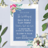 ブルーエレガントフローラピンクローズブドエレガントな結婚式 招待状