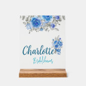 ブルーエレガントフローラブライダルシャワーウェルカムアクリル アクリルサイン (正面)