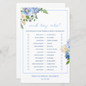 ブルーエレガントフローラブライダルシャワーゲーム印刷 (正面/裏面)