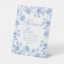 ブルーエレガントフローラブライダルシャワーミモサ 台座サイン