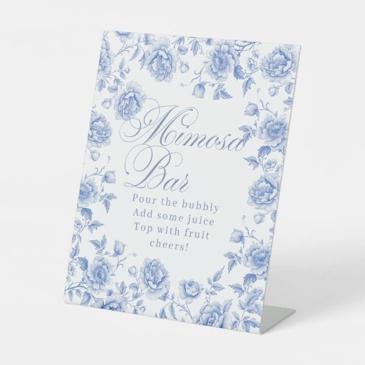 ブルーエレガントフローラブライダルシャワーミモサ 台座サイン