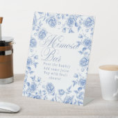 ブルーエレガントフローラブライダルシャワーミモサ 台座サイン