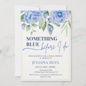 ブルーエレガントフローラブライダルシャワー招待 招待状 (正面)