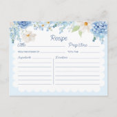 ブルーエレガントフローラブライダルレシピカード ポストカード (正面)