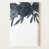 ブルーエレガントフローラブーケ（名前と写真） プランナー手帳 (裏面)