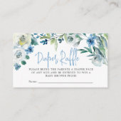 ブルーエレガントフローラベビーシャワーおむつラッフル エンクロージャーカード (正面)