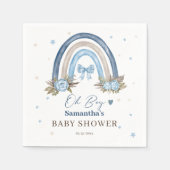 ブルーエレガントフローラベージュボホーレインボー スタンダードカクテルナプキン (正面)