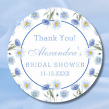 ブルーエレガントフローラボホブライダルシャワーありがとう