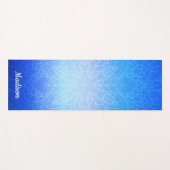 ブルーエレガントフローラマンダラパターンヨガマット ヨガマット (正面(横))