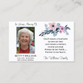 ブルーエレガントフローラメモリアル祈りの言葉カード 名刺 (正面)