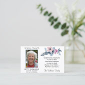 ブルーエレガントフローラメモリアル祈りの言葉カード 名刺 (スタンド正面)