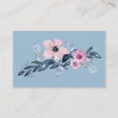 ブルーエレガントフローラメモリアル祈りの言葉カード 名刺 (裏面)