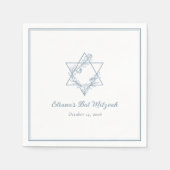 ブルーエレガントフローラユダヤ人スターシックバルミツワー スタンダードカクテルナプキン (正面)