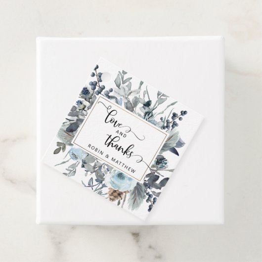 ブルーエレガントフローララブ&感謝してい結婚式の引き出物 フェイバータグ (インサイチュ)