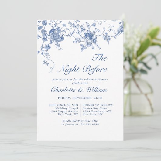 ブルーエレガントフローラリハビクトリアンーサルディナー 招待状 (スタンド正面)