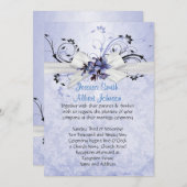 ブルーエレガントフローラリボンダマスクウェディング招待状 招待状 (正面/裏面)