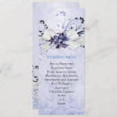ブルーエレガントフローラリボンダマスク結婚式メニュー メニュー (正面/裏面)