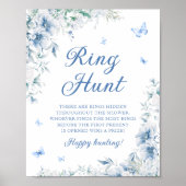 ブルーエレガントフローラリングや輪狩りブライダルシャワーゲーム ポスター (正面)